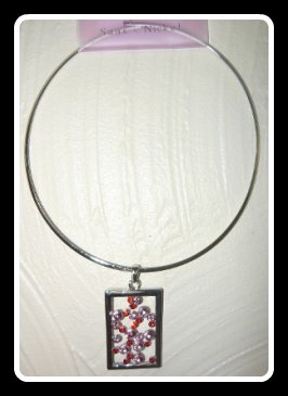collier rect strass rose
